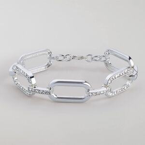 Silvertone Pave Link Statement Bracelet
